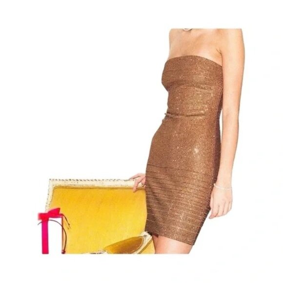 STAUD Finches Mini Dress in Mocha - Picture 2 of 4